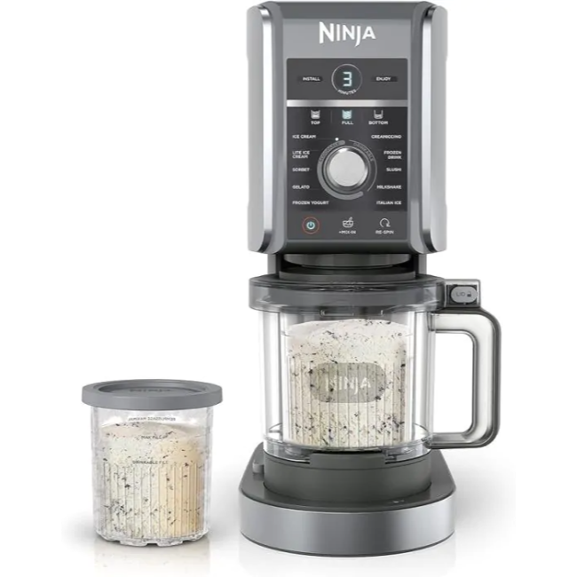 Ninja CREAMi Deluxe 10-in-1 Ice Cream and Frozen Drink Maker - Grey | NC501UK