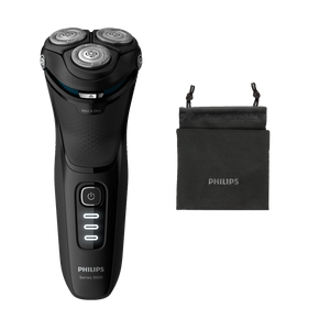 Philips Shaver Series 3000 Wet or Dry Electric Shaver with Handy Travel Pouch | S3233/52