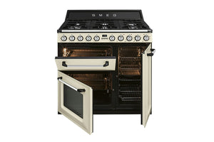 Smeg 90cm Dual Fuel Range Cooker Cream | TR93P