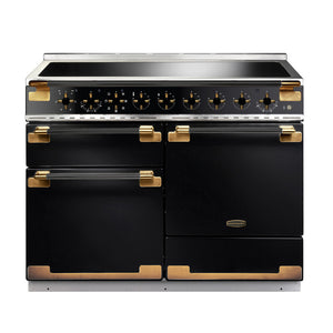 Rangemaster Elise Luxe, Black Edition 110cm Electric Range Cooker / Antique Brass | ELS110EIGB/BE