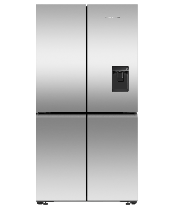 Fisher & Paykel Freestanding Quad Door Refrigerator Freezer, 90.5cm, 538L, Ice & Water | RF605QNUVX1