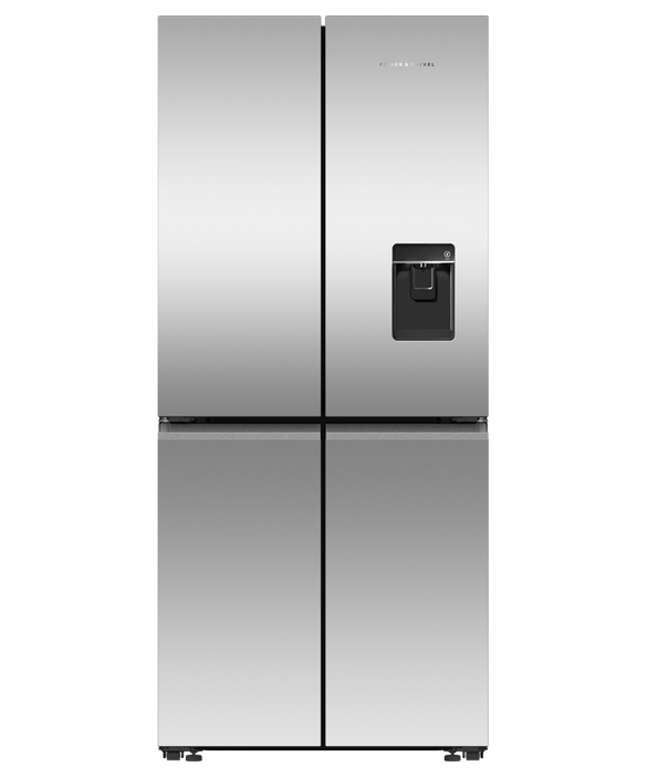 Fisher & Paykel Freestanding Quad Door Refrigerator Freezer, 79cm, 498L, Ice & Water | RF500QNUX1