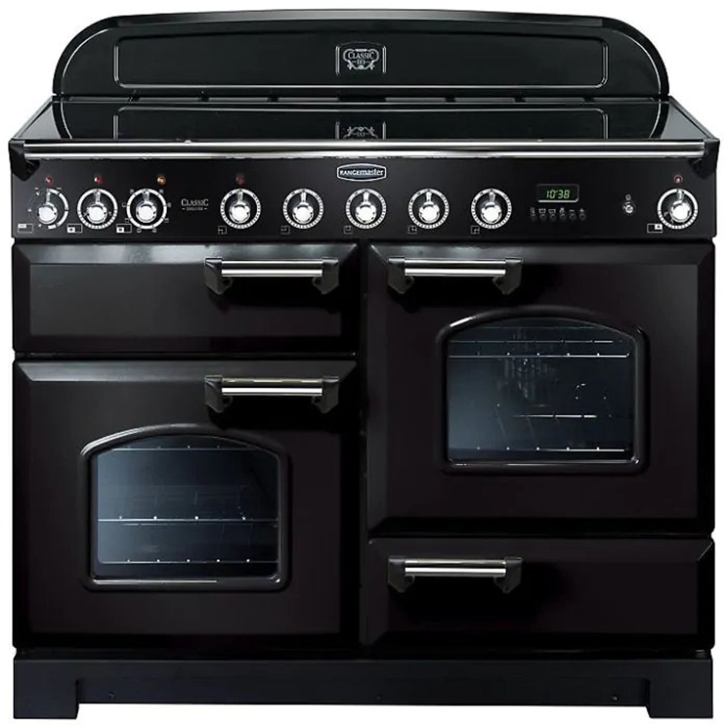 Rangemaster Classic DELUXE 110 Induction Black with Chrome Trim | CDL110EIBL/C